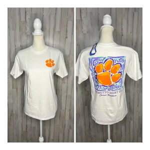 Clemson Tigers NCAA White Graphic Paw Print‎ Short Sleeve T-Shirt - Youth Medium